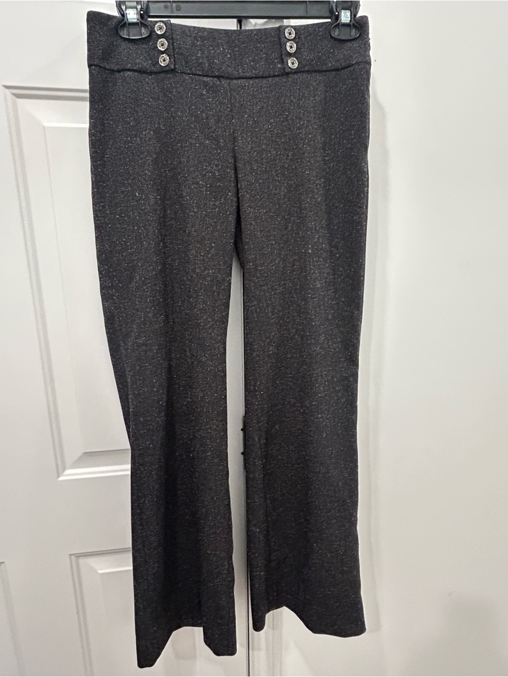 White House Black Market Legacy 4R Charcoal Sparkle Wide Leg Lined Trouser Pants